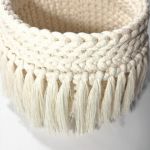 Kosz BOHO,okrągły koszyk z frędzl,osłonka donicy 20x15cm - 