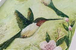 Kolibry wśród kwiatów - obraz strukturalny 3D