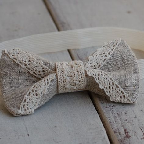 Opaska niemowlęca - Lniana z koronką