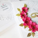 Kartka ŚLUBNA z różowymi kwiatami #1 - Biało-różowa kartka na ślub w pudełku