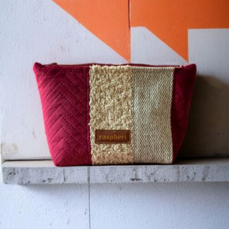 Bordowo-beżowa kosmetyczka MAXI patchwork