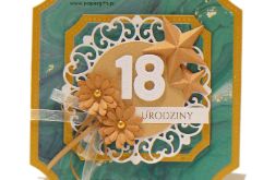 Kartka na 18 urodziny - zielony marmur złoto