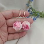 Lekkie kolczyki pastelowe różowe jasne wesele - różowe złoto