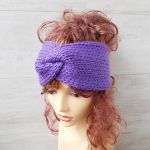 Lawendowa opaska, szeroka, gruba,ciepła. - szeroka opaska