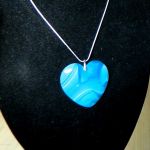 Niebieski agat kolisty, duże serce, srebro - 