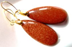 Piasek pustyni i złoto, duże łezki, kolczyki