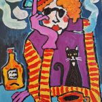 Obraz do salonu portret noc siedzi przy stole - 