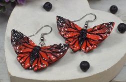 Czerwono czarne kolczyki motyle