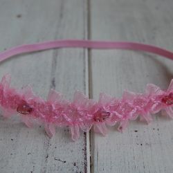 Opaska niemowlęca - Diadem w delikatnym różu