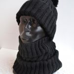 czarny komplet czapka i komin  rezerwacja  - komin