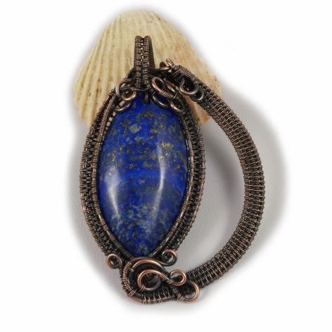 Lapis miedziany wisior z lapis lazuli.