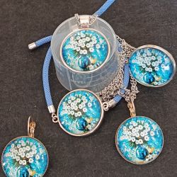 Biały bukiet - komplet biżuterii