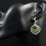 Szmaragd, Srebrne kolczyki ze szmaragdem Nilu - Nile Emerald and green beads Silver earrings, gift for her gift for mom, Sterling Silver, artisan handcrafted jewelry for women