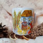 Ręcznie malowany wiejski kubek podwórko 270 ml. - ręcznie malowany