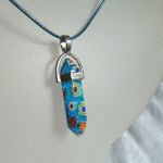 Niebieskie szkło weneckie - Millefiori, wisiorek na rzemyku - 