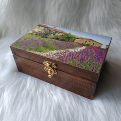 szkatułka na biżuterię z lawendowym ogrodem