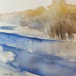 Pejzaż-akwarela formatu 15/15 cm.  - 