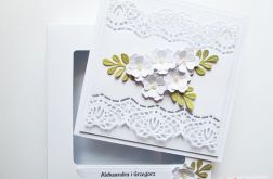Kartka ŚLUBNA z białymi kwiatami #1