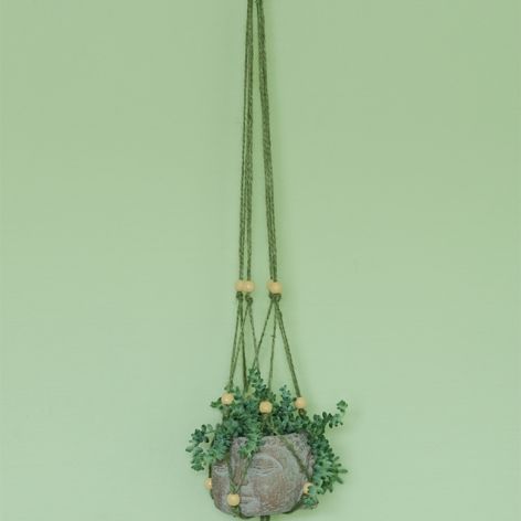 Unikatowy kwietnik makrama sznurek jutowy zielony boho