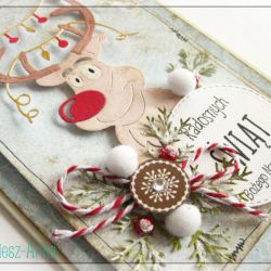 Kartka świąteczna z wesołym reniferem 1