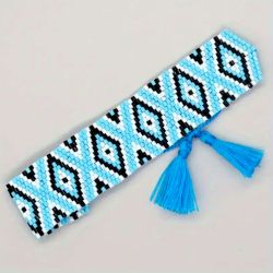 Bransoletka BOHO pleciona z koralików Niebieska