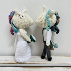 Młoda para jednorożce ślubne ręcznie robione prezent