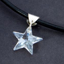 Gwiazda - Swarovski, srebro i rzemień