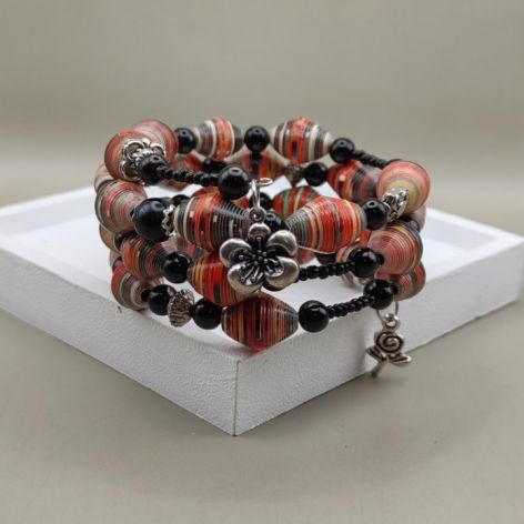 Bransoletka Ognisty Kwiat – wielowarstwowa z papierowych koralików