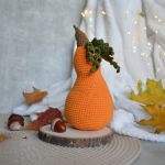 Dynia szydełkowa, Jesienna dekoracja, Dekoracja jadalni, Pomysł na prezent - Wysokość: 17 cm