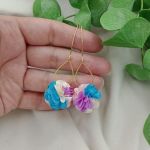 Kolczyki błękitne lawendowe lila ecru ivory - na komunię