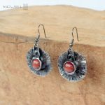 Szklanookie w brązie - okrągłe rustykalne kolczyki