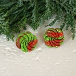 "Noel" v.2 kolczyki sztyfty z gliny polimerowej - zestaw 2 pary - niepowtarzalny wzór