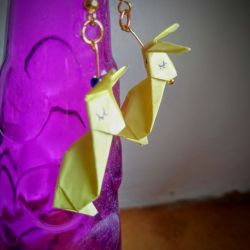 Kolczyki origami króliki jasnożółte