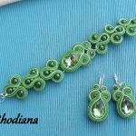 Jasno Zielony kryształkowy komplet sutasz - Komplet  bransoletka i kolczyki sutasz zieleń Rhodiana