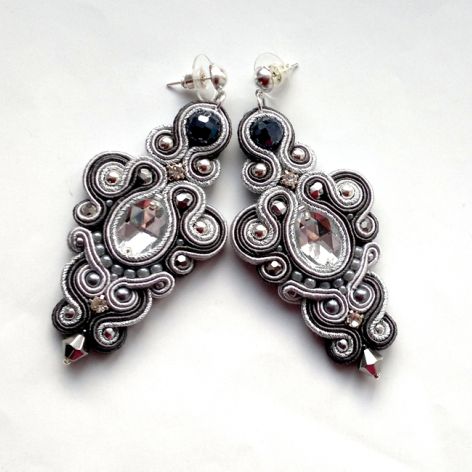 Kolczyki Szaro-grafitowo-srebrzyste