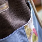 Brązowo-niebieski workoplecak z kieszeniami patchwork - 