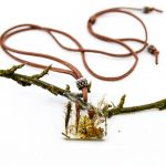 Naszyjnik las w żywicy rzemień BOHO - zdjęcie