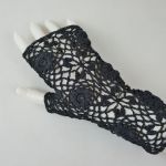 Rękawiczki, mitenki szydełkowe czarne - Mitenki szydełkowe