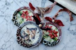 Zestaw Bożonarodzeniowych Zawieszek z Poinsecjami i Sceną Zimową