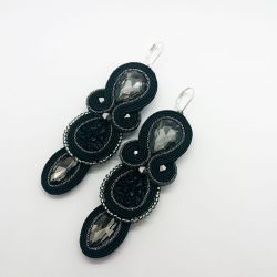 Czarno-szare kolczyki z kryształkami