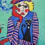 obraz z babcią i kotem - 