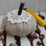 Rustykalna, lniana dynia - jesienna dekoracja - 