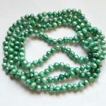 Zielone perły słodkowodne, naszyjnik, długi sznur pereł - 