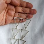 Kolczyki 3 trójkąty wiszące długie - Kolczyki 3 trójkąty 10 cm
