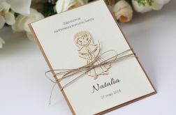 rustykalne zaproszenia komunijne dziewczynka
