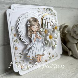 Kartka komunijna z rumiankami