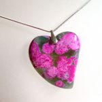 Zielono-różowe serce z agatu,wisior,srebro - 