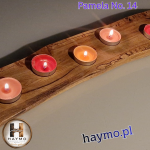 Świecznik drewniany dąb sęk żywica 50cm 6 miejsc Pamela No. 14 - 