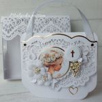 Kartka w kształcie torebki Pierwsza Komunia Święta - 