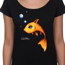 Złota rybka - koszulka oversize - czarna